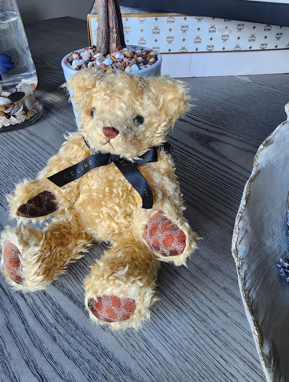 Authentic Celine Honey Gold Teddy Bear with Celine Ribbon